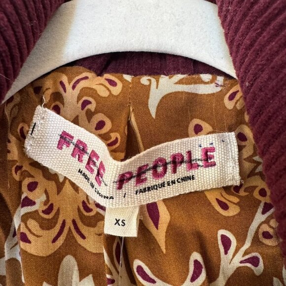 NWT Free People Lady Lane Collar Cord Jacket Coat Red Cream - Picture 6 of 11